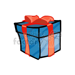Silly Blue Present With Red Bow clipart. Commercial use image # 142907