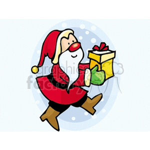 Santa Claus Walking with a Gift in his Hand clipart. Royalty-free image # 143008