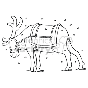 Black and White Santa's Reindeer In The Snow clipart. Commercial use image # 143572