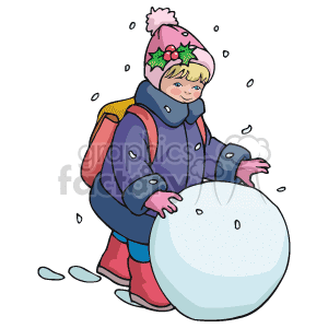 Child building a snowman clipart. Commercial use image # 143610