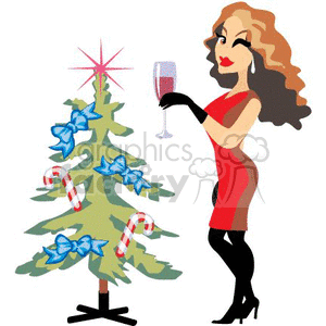  christmas xmas holidays tree party female sexy mingle social   Christmas05-008 Clip Art Holidays Christmas 