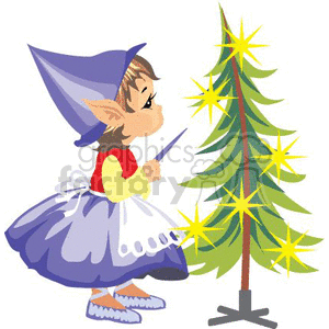  christmas xmas holidays elfs elf tree   Christmas05-014 Clip Art Holidays Christmas 