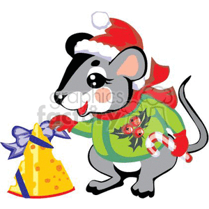  christmas xmas holidays mouse mice cheese gifts giving presents   Christmas05-022 Clip Art Holidays Christmas 