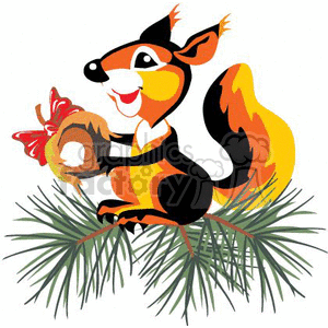  christmas xmas holidays squirrel squirrels tree   Christmas05-024 Clip Art Holidays Christmas 