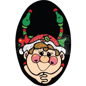 clipart - Christmas elf day dreaming.
