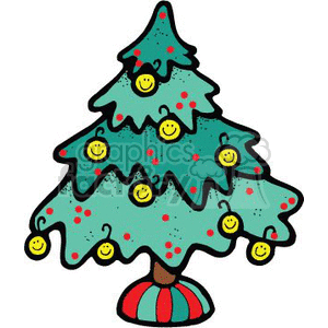 Christmas Xmas Holidays tree ornament ornaments happy face decorations decoration berry  christmastree002_c Clip Art Holidays Christmas cartoon funny trees