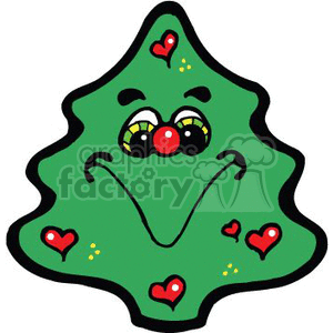 christmas tree with a smile and little hearts clipart. Royalty-free image # 143804