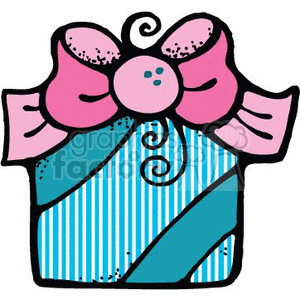 cartoon Christmas gift with a pink bow