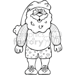 Sant Claus in his Underwear Slippers and Hat clipart.