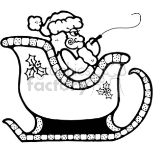 black and white Santa in his sleigh