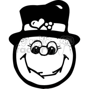 Black and White Happy Snowman Face Smiling clipart. Royalty-free image # 143922