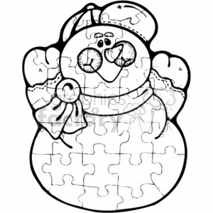 black and white cartoon jigsaw snowman clipart. Commercial use image # 143930