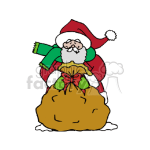 standing_santa_w_bag_of_girfts clipart. Commercial use image # 144066