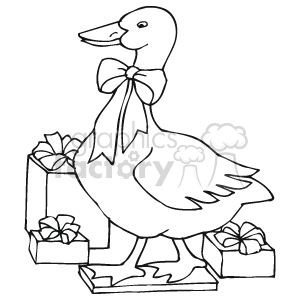 Black and White Holiday Goose clipart. Commercial use image # 144377