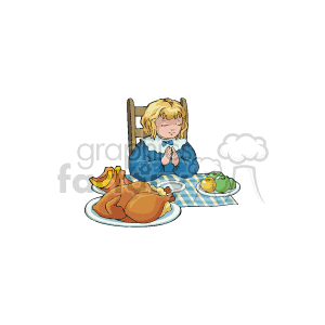 Girl praying for thanksgiving clipart. Commercial use image # 145482