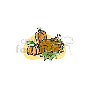 thanksgiving cooked turkey with pumpkins clipart. Royalty-free image # 145587