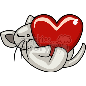 Kitten sleeping holding big red heart clipart. Royalty-free image # 145705
