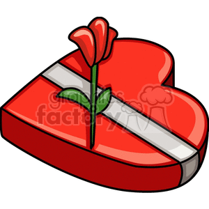 Valentines day box of chocolates with flower on top clipart.