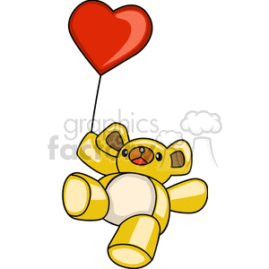 teddy bear holding a heart balloon clipart.