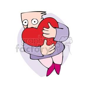 Person hugging a big red heart