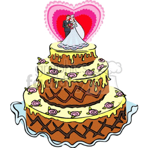 three layer wedding cake with the couple on the top  clipart. Commercial use image # 146191
