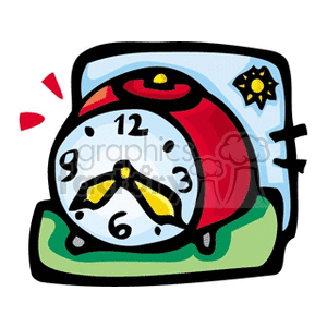   clock timeclocks alarms  time red sound sun  Clip Art Household 