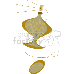 The clipart image shows a stylized perfume bottle with a unique decorative design. The bottle has a curvaceous shape with ornate patterns on it. A spray atomizer is attached to the top of the bottle, indicating that it is a spray-type perfume bottle. The overall look is vintage or classic.