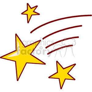 three yellow shooting stars clipart. Commercial use image # 151004