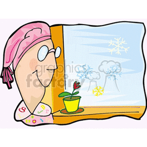   snowflake snowflakes window warm in house home homes lady women winter seasons  winter15.gif Clip Art Nature Seasons 