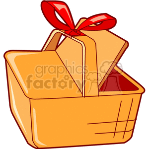 clipart - picnic basket with a red bow.