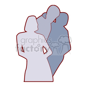 A Silhouette of Two Guys Checking a Girl Out clipart.