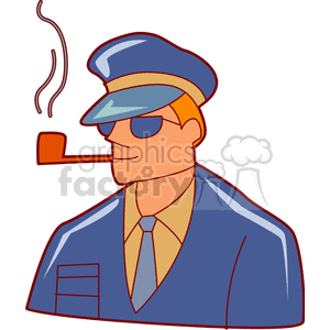 Man Dressed in Military Clothing Smoking a Pipe clipart. Commercial use image # 154276