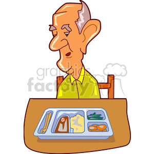 eat eating food old man guy senior citizen people tray grandpa grandfather  dinner Clip+Art People 