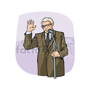 clipart - senior speaking on a microphone.