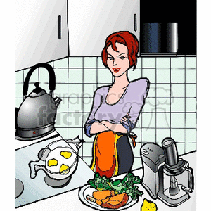 cook cooking women lady girl girls people kitchen breakfast egg eggs food Clip Art People wife mother