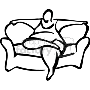 clipart - A Very Large Person Sitting on a Couch.