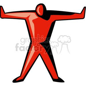 clipart - A Red Man with Both Arms Extended.