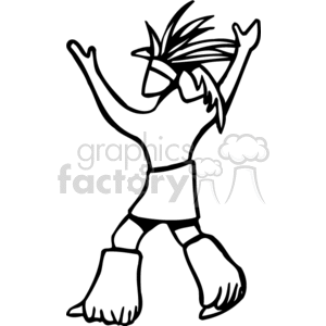 clipart - A Black and White Indian With his Arms Reaised Danceing.