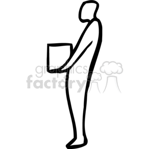 A Black and White Person Side View Holding a Box clipart. Royalty-free image # 155763