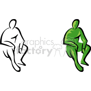 A Figure of a Man Sitting in Green clipart. Commercial use image # 155769