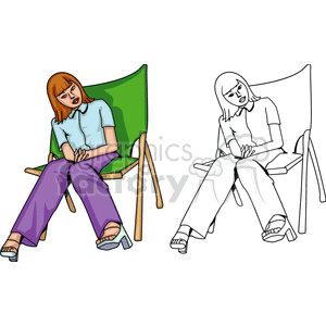 A Young Girl Sitting in a Chair Watching clipart.