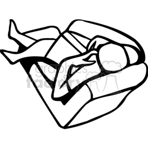 A Black and White Image of a Person Sitting in a Chair Holding a Book Sleeping  clipart.