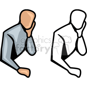 An Image of a person waist up With their Hand on their Jaw Thinking clipart. Royalty-free image # 155803