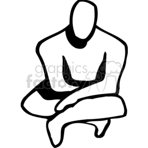 A Black and White Image of a Person Sitting on the Floor Folding Their Legs and Arms clipart. Royalty-free image # 155807
