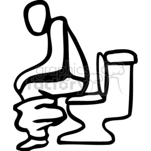 A Black and White Person Sitting on a Toilet  clipart. Royalty-free image # 155821