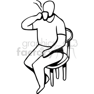   man guy drinking coffee breakfast people cup cups hot beverage beverages black white PPA0166.gif Clip Art People Adults sitting chair
