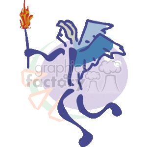 A Winged Person Holding a Flame clipart.