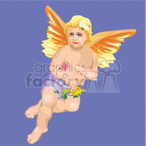 An Angel Holding Mixed Flowers clipart. Commercial use image # 156230