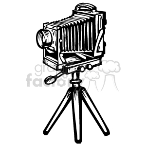 Black and White Old Fashion Camera clipart.