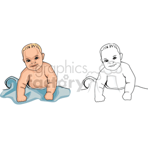 Baby boy crawling on his blue blanket clipart. Royalty-free image # 156346